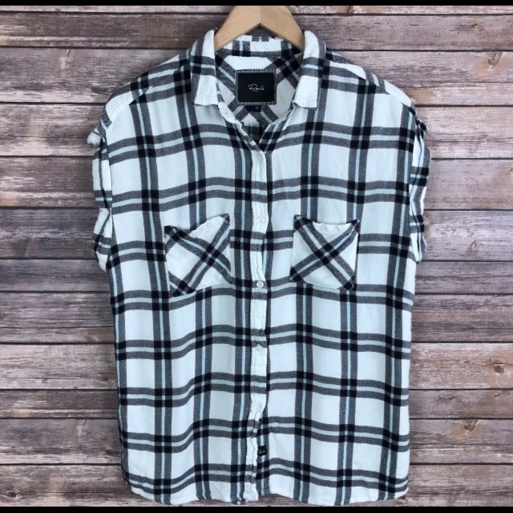 RAILS Brit Sleeveless Shirt Plaid White Medium